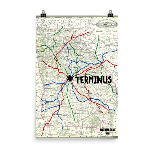 The Walking Dead Terminus Map Premium Satin Poster