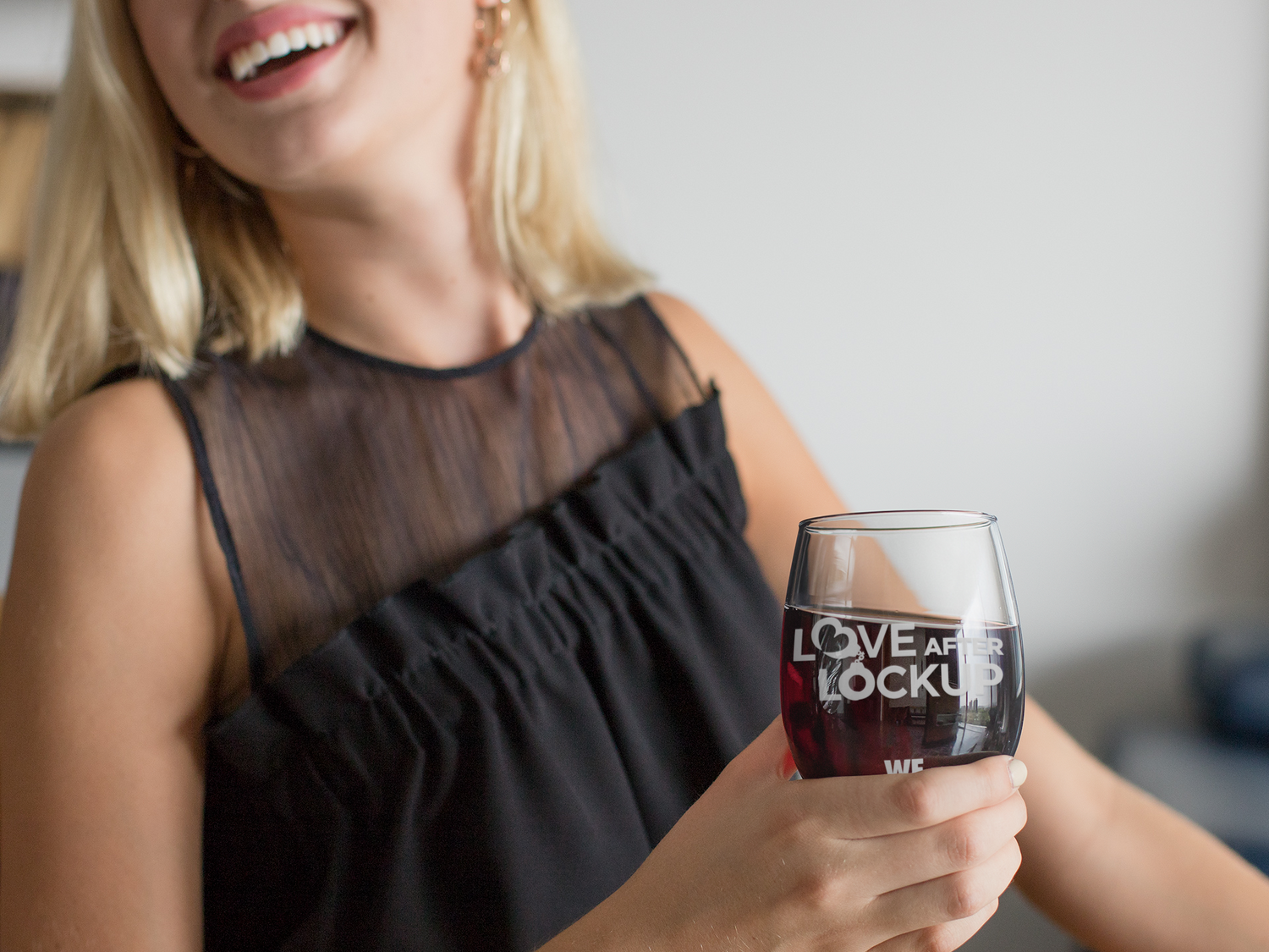 Love After Lockup Logo Laser Engraved Stemless Wine Glass