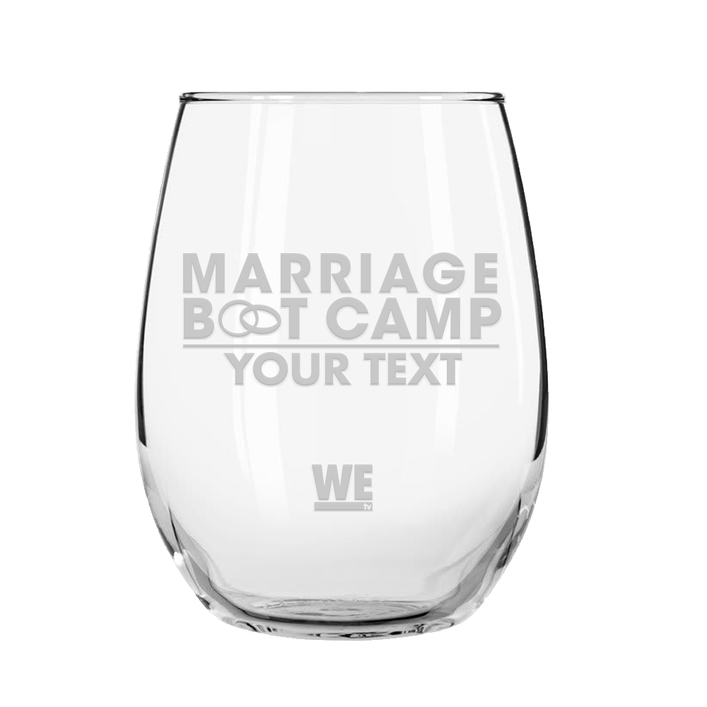 Marriage Boot Camp Logo Personalized Laser Engraved Stemless Wine Glass