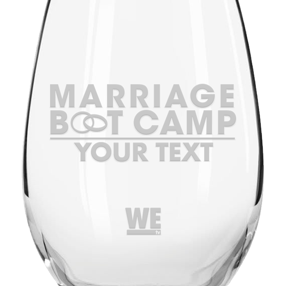 Marriage Boot Camp Logo Personalized Laser Engraved Stemless Wine Glass