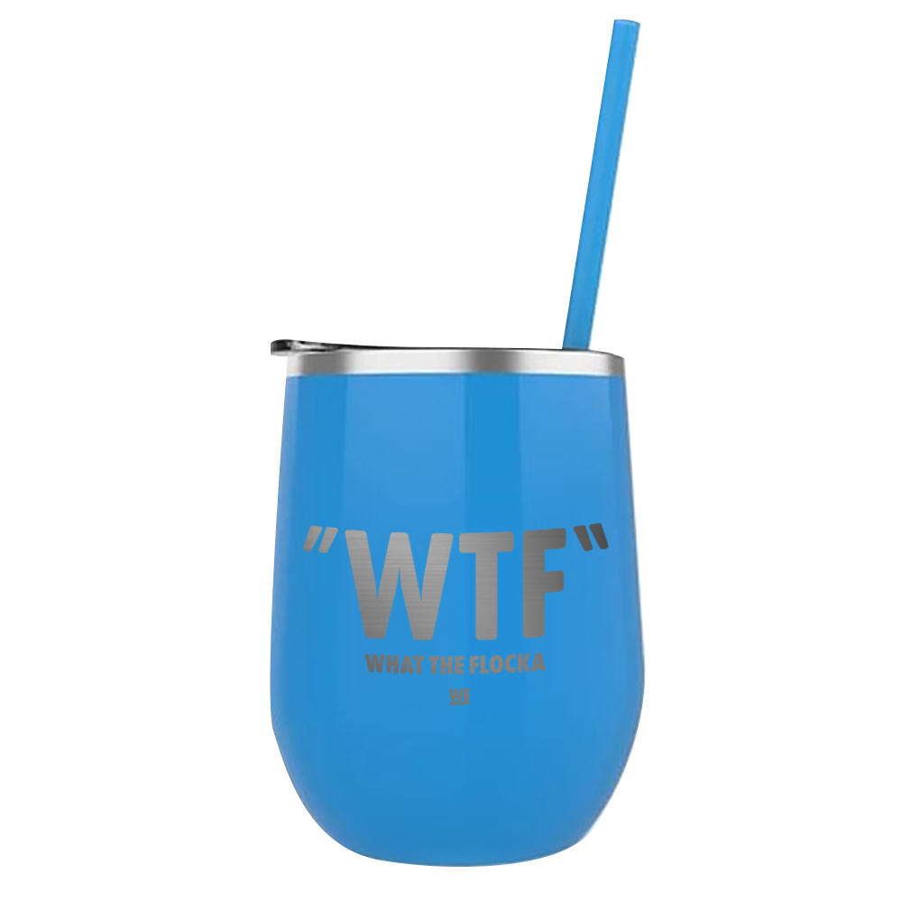 Waka & Tammy WTF Logo Laser Engraved Wine Tumbler with Straw