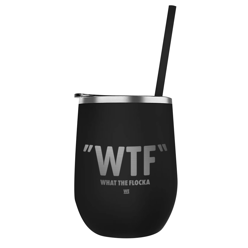 Waka & Tammy WTF Logo Laser Engraved Wine Tumbler with Straw