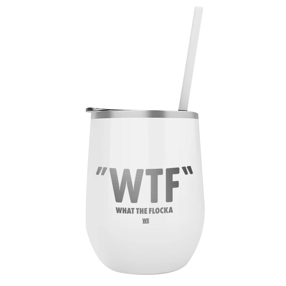 Waka & Tammy WTF Logo Laser Engraved Wine Tumbler with Straw